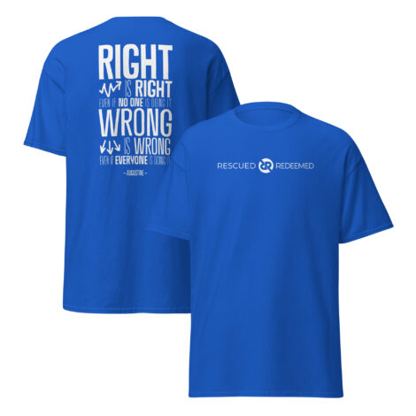 Classic Men’s ‘Augustine: Right or Wrong’ Quote-Wear T-Shirt